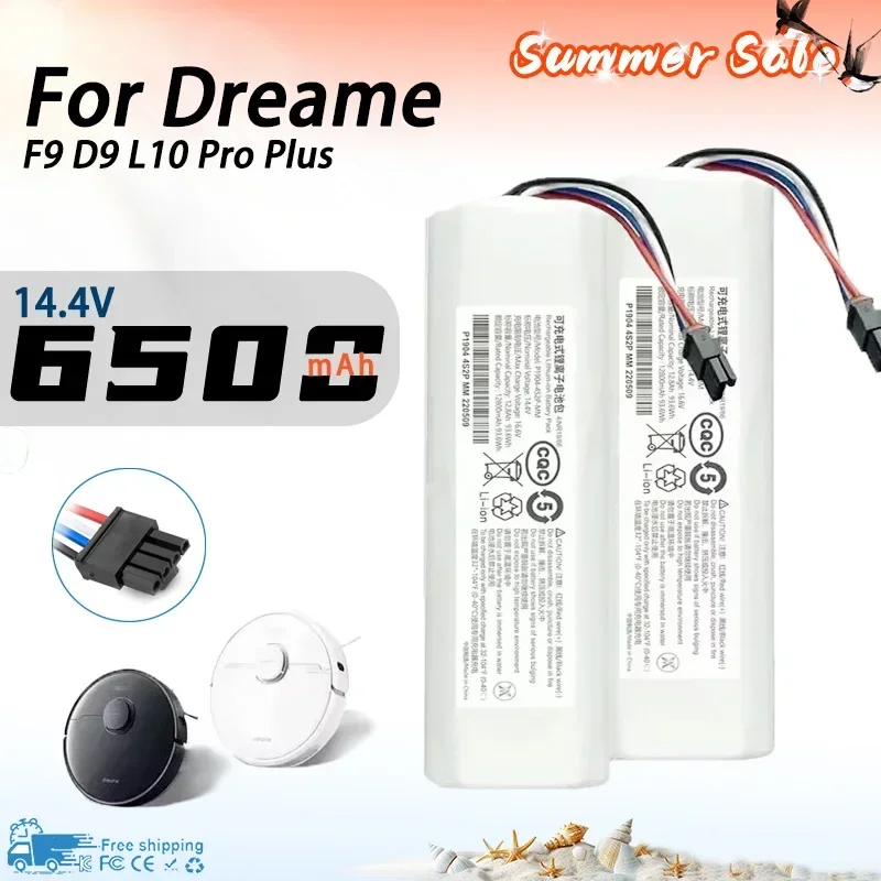 

14.4V 6500mAh Robotic Vacuum Cleaner Replacement Battery for Dreame F9 D9 L10 Pro Plus RLS3 RLS5 RLS5L RLS5D Accessories Parts