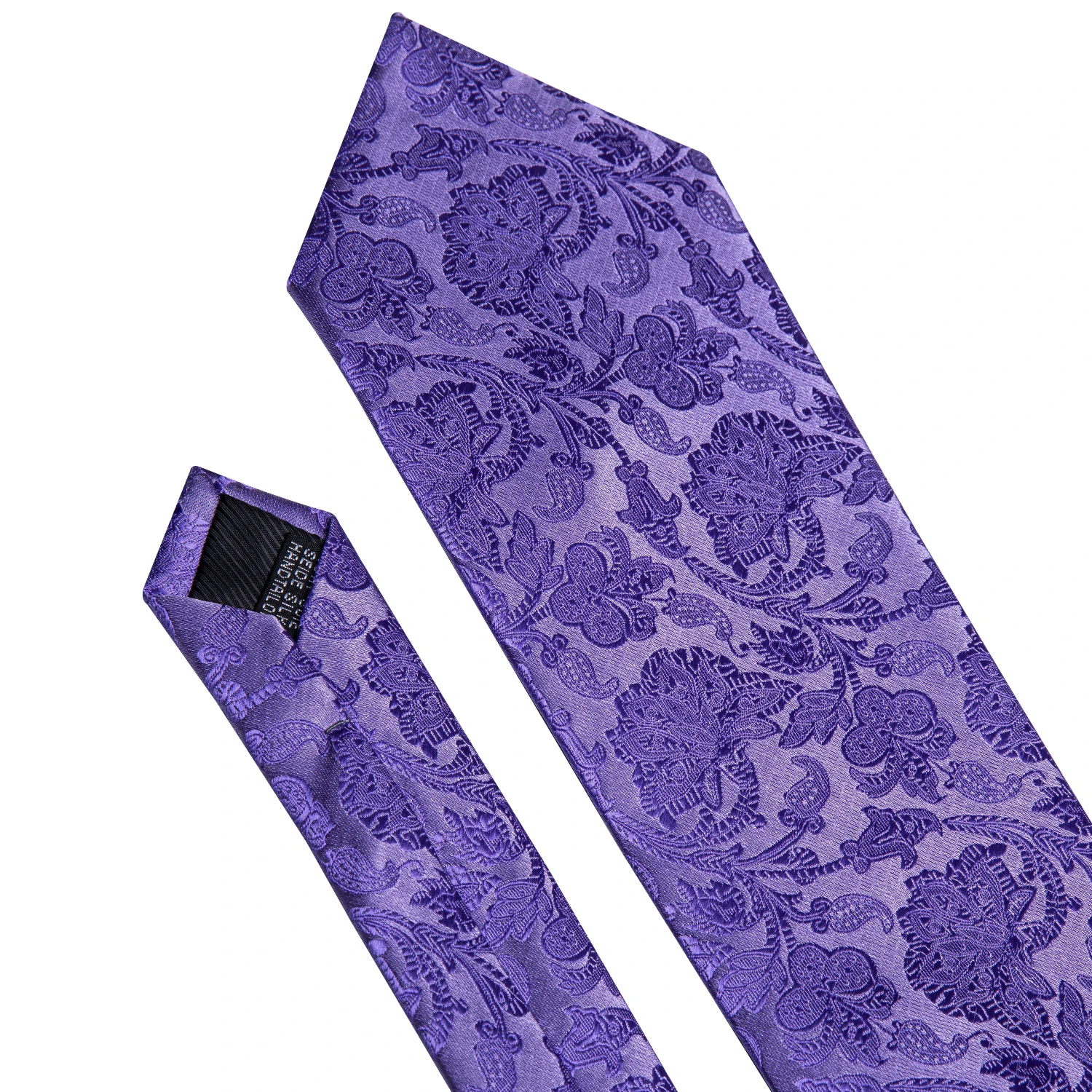 Fashion Silk Purple Solid Mens Wedding Tie Hanky Set Barry.Wang Designer Paisley Floral Neckties For Mens Gift Party Groom