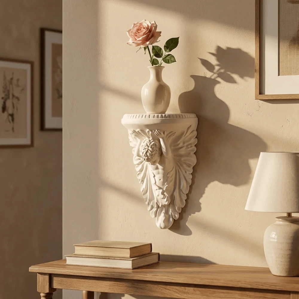 3D Printed Angel Floating Shelf Plastic Wall Mounted Wall Storage Rack Stable European Style Floating Wall Display Shelf