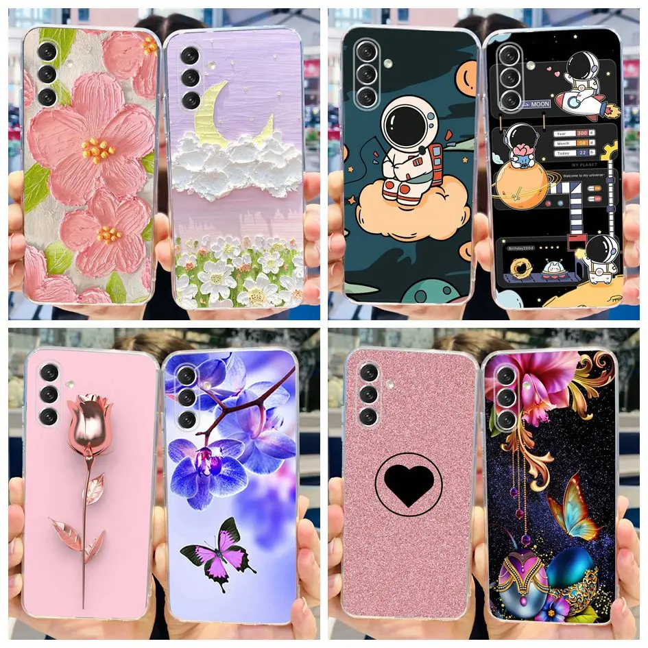 For Samsung Galaxy A14 5G Case SM-A146B Fashion Flower Butterfly Phone Back Cover For Samsung A14 SM-A145F A 14 GalaxyA14 Bumper