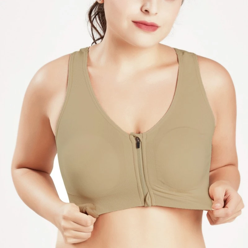 M-4XL Frauen Vorne Reißverschluss Push-Up Bhs Stoßfest Fitness Weste Abnehmbare Gepolsterte Wireless Tops Sport Tops Dame Bh