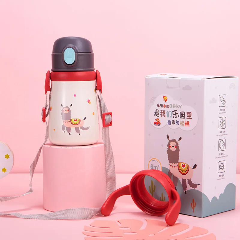 360ml Baby Animal Feeding Cup Stainless Steel Milk Thermos for Children Insulated hot water Bottle leak-poof thermal Cup