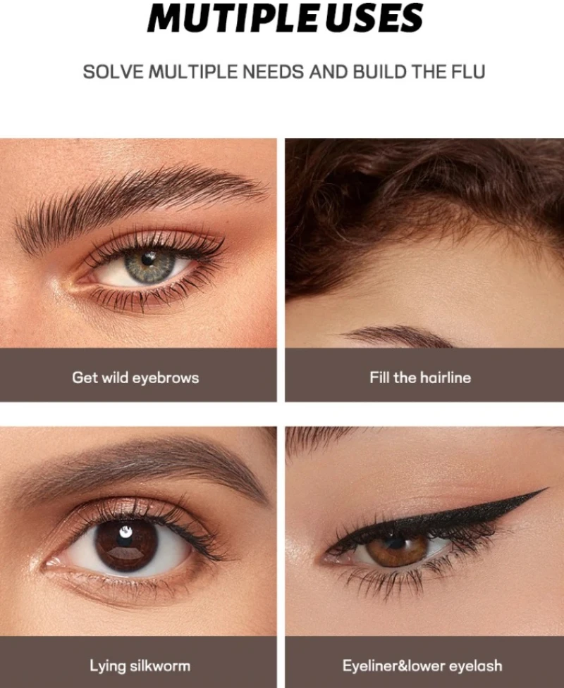 ดินสอเขียนคิ้วชนิดน้ำ คุณภาพสูง ติดทนนาน 24 ชั่วโมง กันน้ำ ไม่เลอะ 4 หัว แยกส่วน 4 ด้าน เครื่องสำอาง