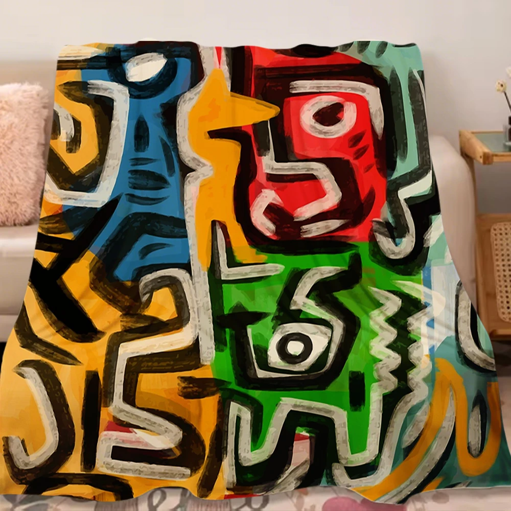 

Flannel European classical Blanket Primitive street art abstract duvet cover bedspread Pill Non shedding Wrinkle-resistant