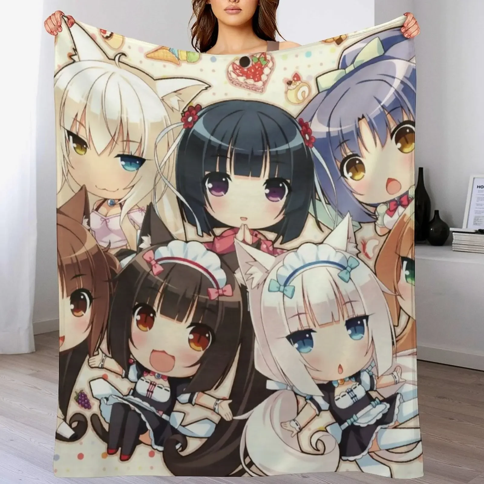 

Nekopara 2 Throw Blanket Flannel Fabric Soft Big Camping Flannel Blankets