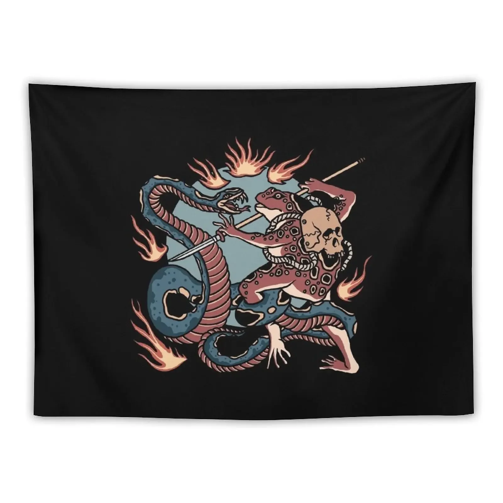 

Frog and Snake Battle Traditional Tattoo Tapestry Wall Decorations Room Decore Aesthetic Wall Carpet Bedroom Deco Tapestry