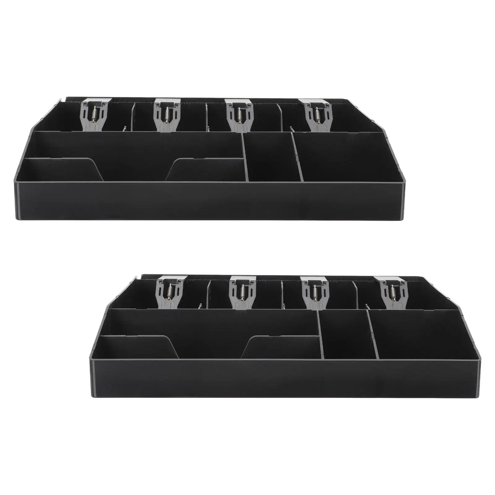 

2pcs Organizer Multi-Grid Money Drawer Insert Tray Supermarket Registers Compact Cash Holder With Compartments For Bills Coins