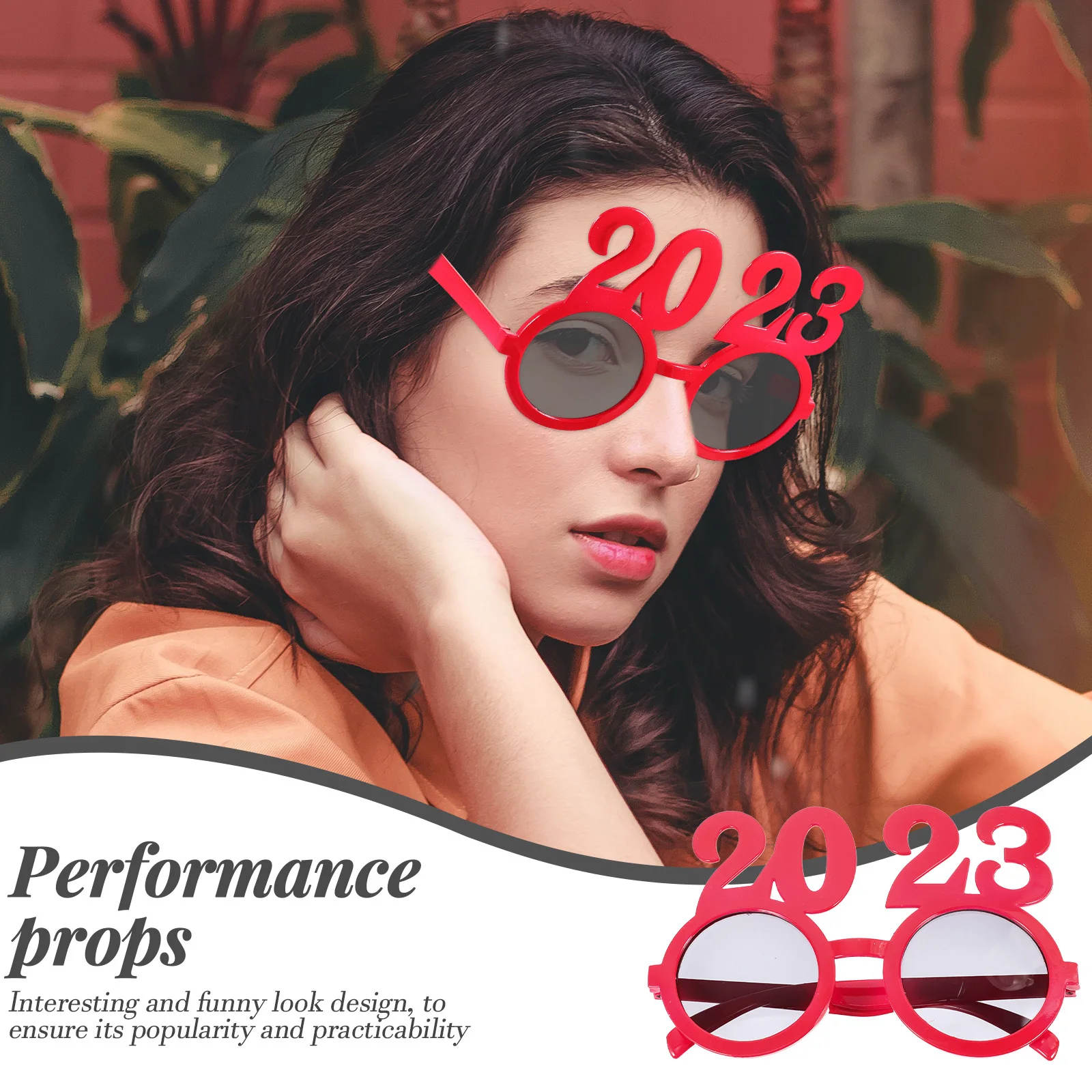 

1Pair Number Glasses Pc Material Creative Design 2023 New Year Party Eyeglass Props Costume Supplies New Year Glasses