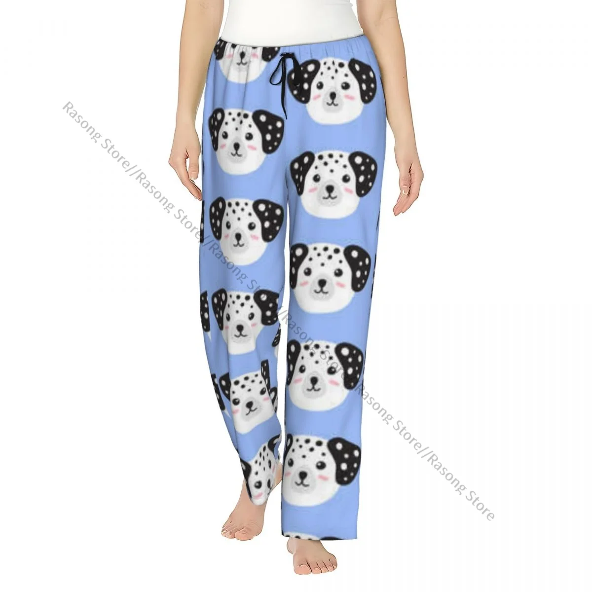 

Женские брюки для сна с мультяшной головой далматинской собаки, теплые фланелевые брюки для отдыха для зимних ночей