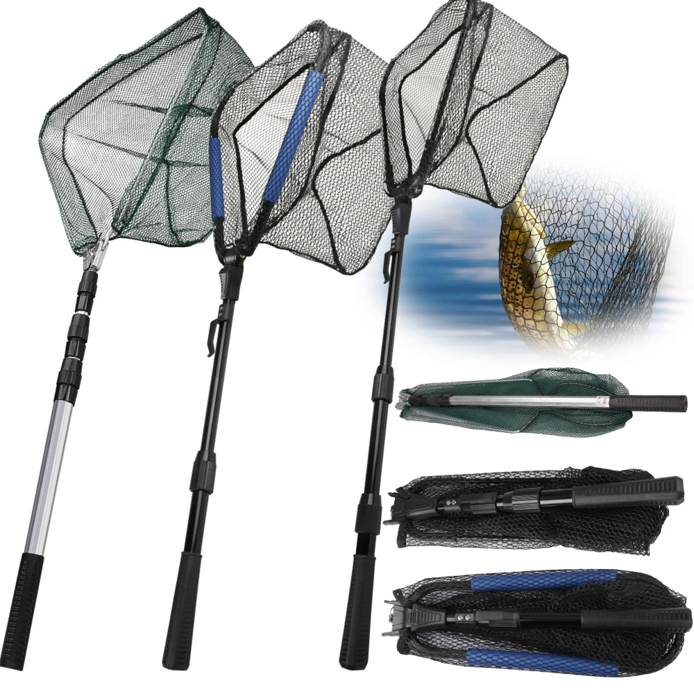 

Fishing Landing Net Foldable Collapsible Telescopic Fishing net Durable Nylon Hand Net for Easy Catching or Releasing Trout