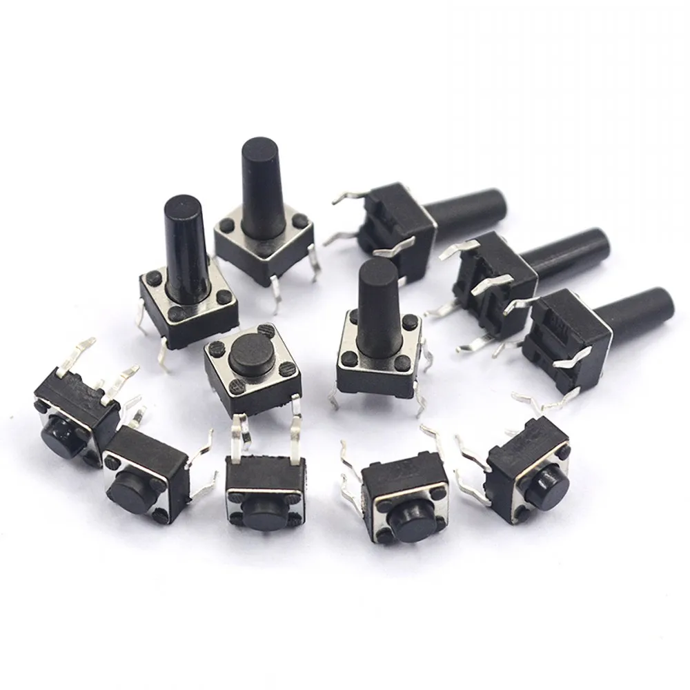 1000PCS 6x6mm Panel PCB Momentary Tactile Tact Mini Push Button Switch DIP 4pin 6x6x4.3/5/6/7.3-25 MM 6*6*4.3MM 5MM 6MM 7MM 8MM