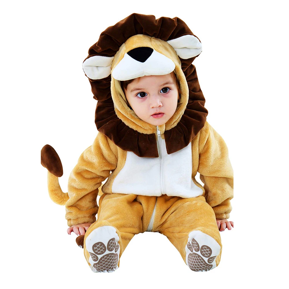 

Umorden Cartoon Beast King Lion Costume Romper for Baby Boys Infant Toddler Hoodie Flannel Halloween Purim Fantasia Outfit 0-3T