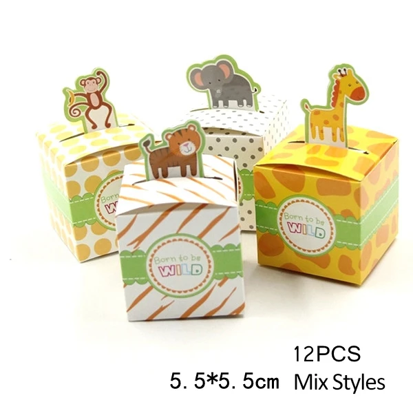 1Set Cartoon Animal Candy Boxes Kids Gift Cute Paper Bag Birthday Jungle Safari Party Decor Baby Shower Decoration Home Supplies
