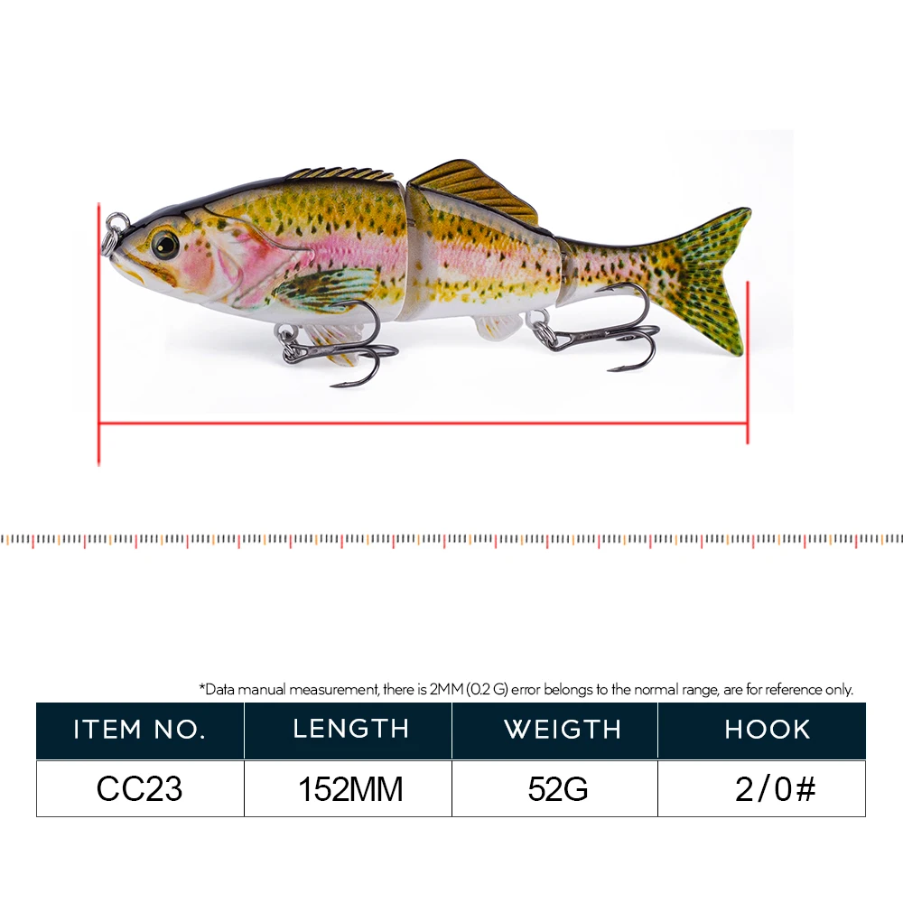 Hanlin 152mm/52g Multi Jointed Fishing Lure Hard Plastic Artificial Sinking Wobblers Glider Jerkbait Swimbait Bass Pike Tackle