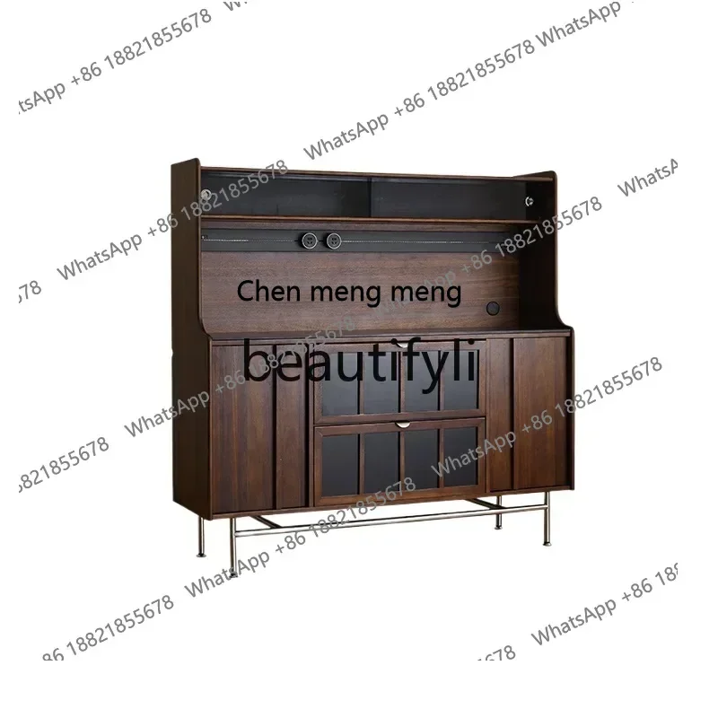 

Retro French side cabinet against the wall integrated locker double living room wine cabinet small apartment