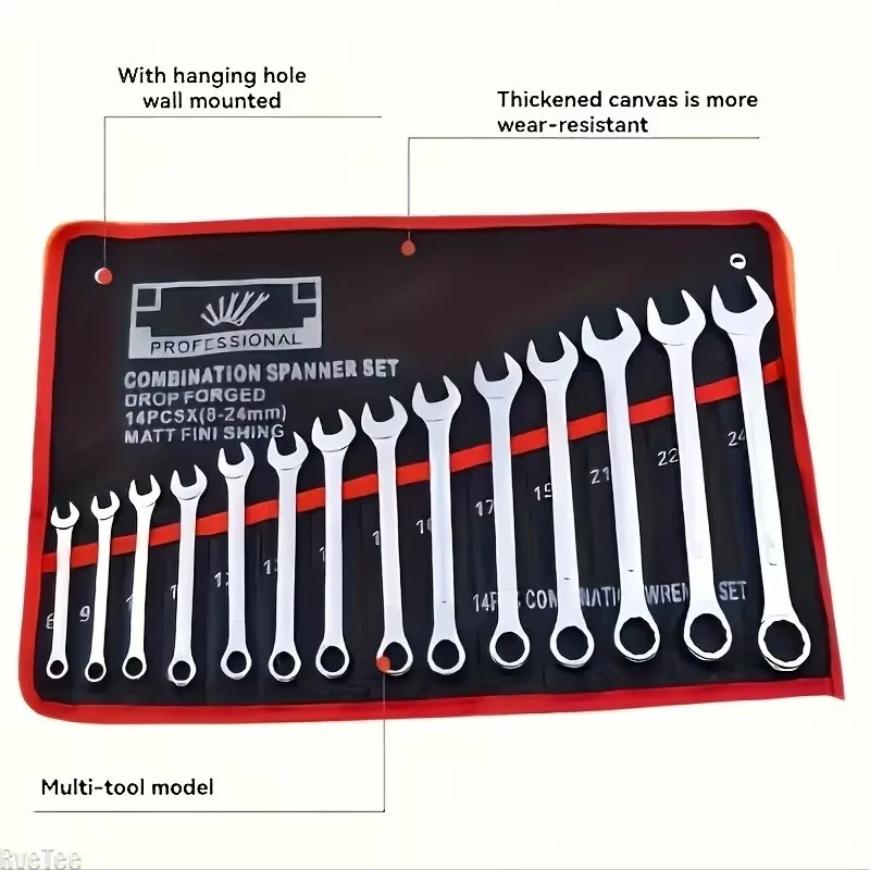 

14 Pocket Tool Bag Organizer Roll Durable Wrench Storage Portable Handle Perfect Garage Workshop Organization Toolbox Tool Bag