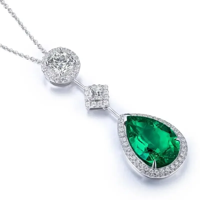 RUIF 2023 Hot Sale 9K Gold  Lab Grown Emerald Pendants Necklace Fashion Jewelry Party Gift