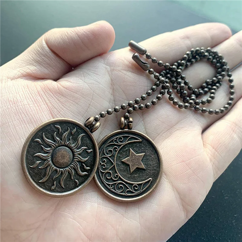 SEWS-8Pcs Ceiling Fan Pull Chain Set Sun & Moon Pattern Pull Chains Extension Copper Beaded Ball Fan Pull Chain With Ornament