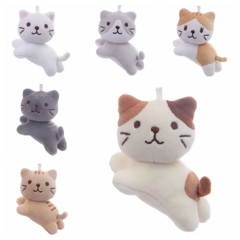 Key Buckle Cute Cat Plush Pendant Korean Style Plush Crooked Head Kitten Keychain Cartoon Backpack Charms Cartoon Doll Pendant