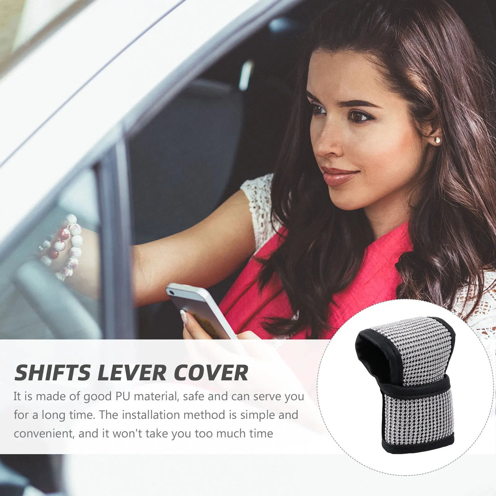 

DRESSOOS Rhinestone Car Gear Shifting Knob Cover Stick Protector Decorative Auto Accessory