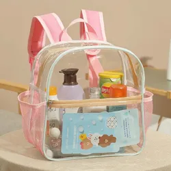 Ins Small Clear Kids Backpack Transparent PVC Backpack Summer Waterproof Beach Cell Phone bag for Travel School Storage Backbags