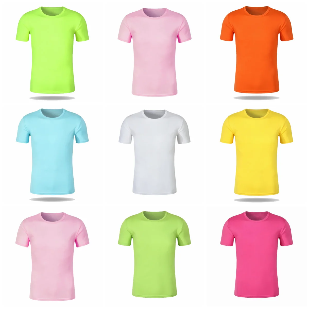 جولة الرقبة قصيرة الأكمام التجفيف السريع تي شيرت التسامي المطبوعة شعار الإعلان قميص ماراثون في الهواء الطلق تنفس اللون السترة