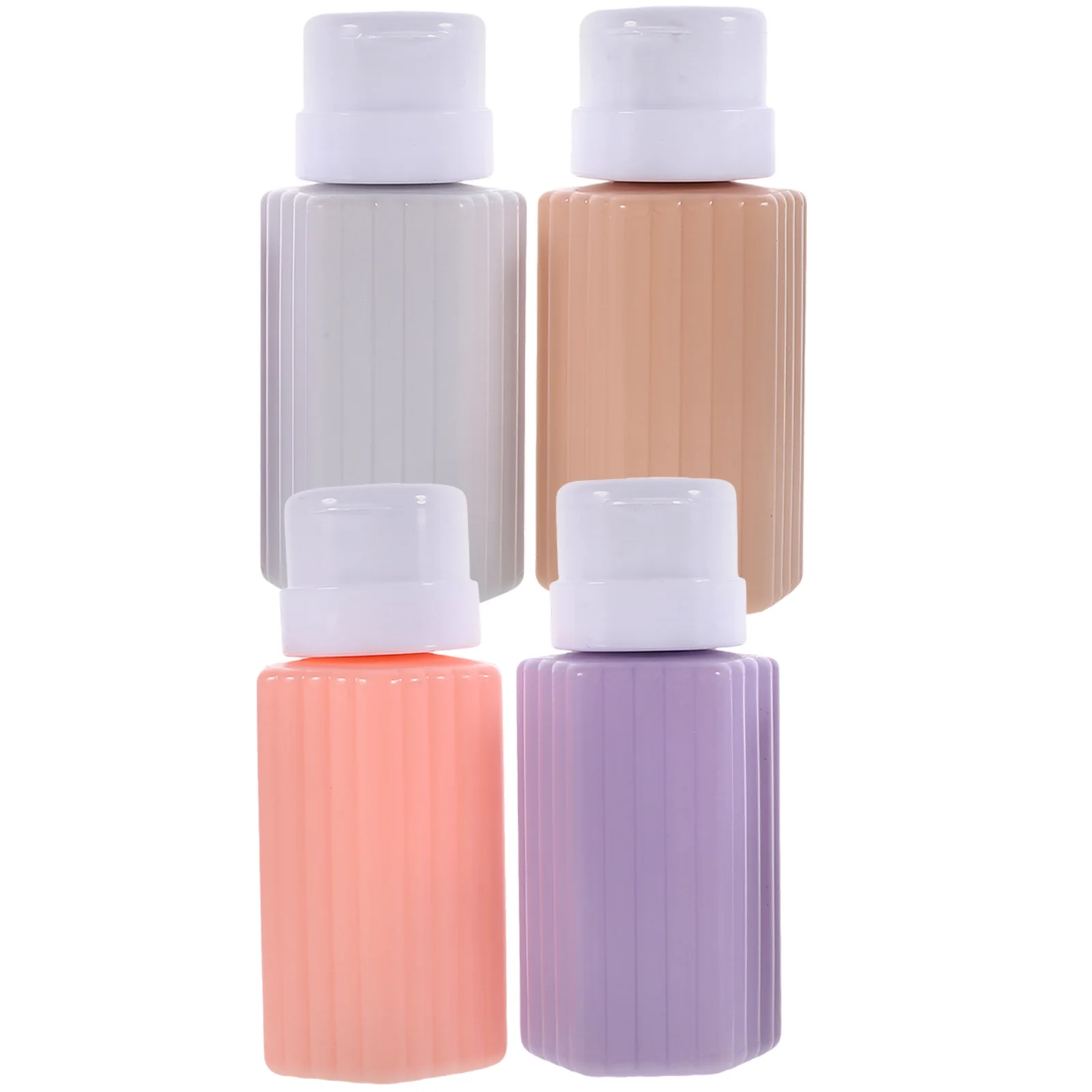 

4pcs Pump Bottles Empty Dispensers Refillable Liquid Bottles Makeup Remover Jar Nail Polish Remover Push Down Pump Leak Proof