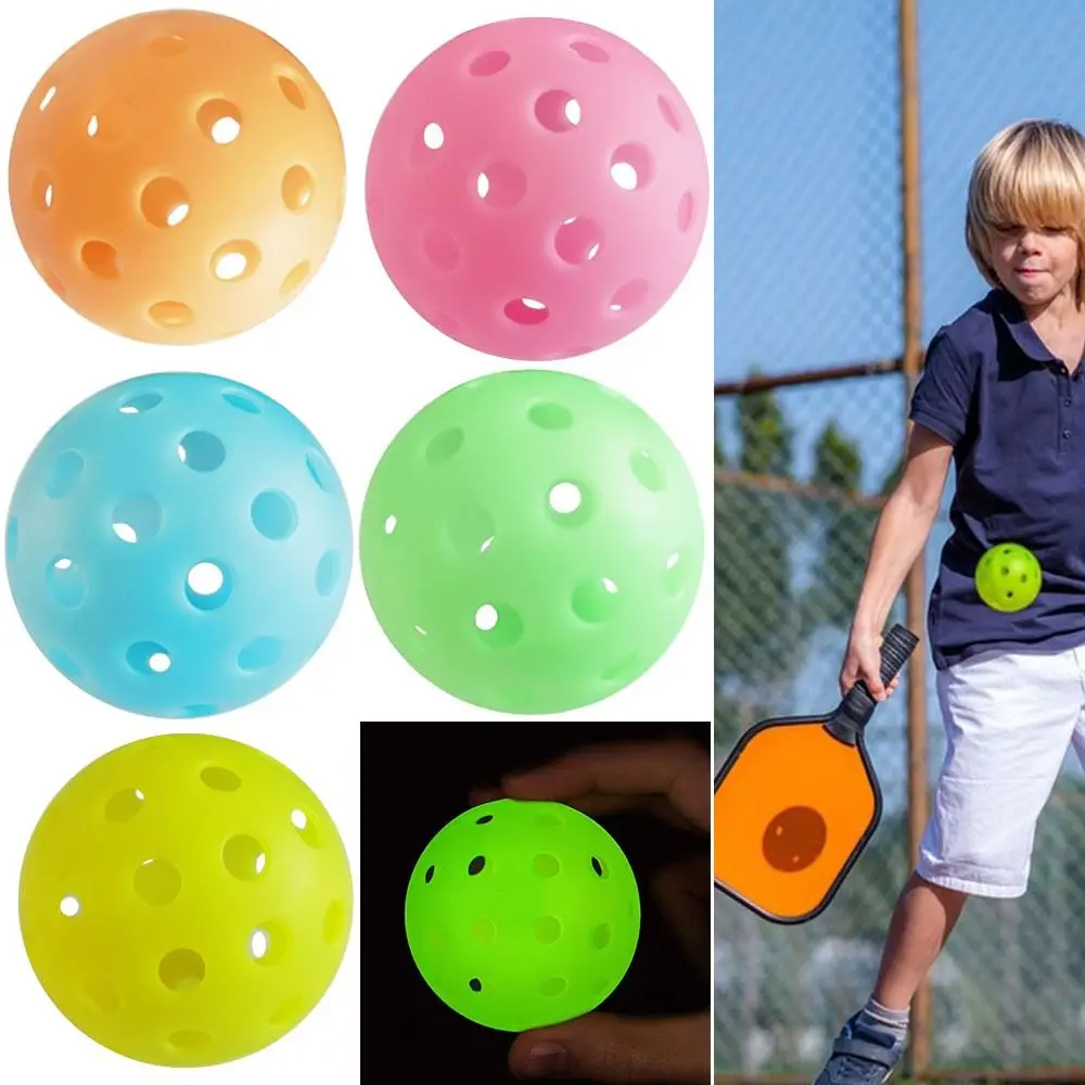 Durable 74MM 40 Holes Luminous Pickleball Multicolor Elastic Glowing Balls Glow in The Dark Seniors Tennis Competition