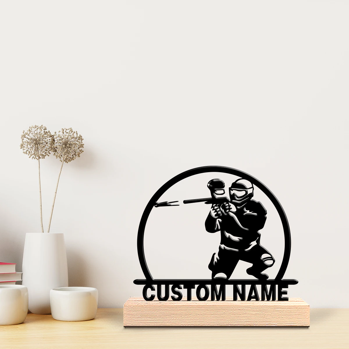 1PC Vintage Custom Shooting Metal Statue with Wooden Base Tabletop & Wall Decor Personalized Training Ornament