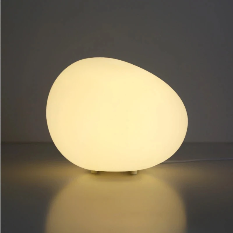 Minimalist Pebble LED Table Lamp Soft Light Frosted Shade Bedside Night Lamp Living Room Bedroom Bedside Nursery Decor