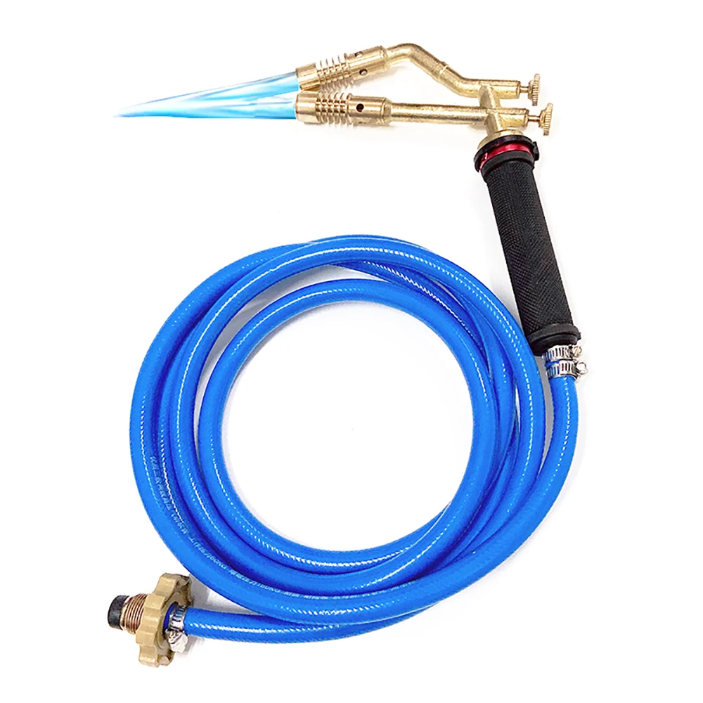 Double Head High Temperature LPG Welding Torch Air Conditioner Copper Tube Welding Gun Pig Hair Removal Barbecue Fire Gun