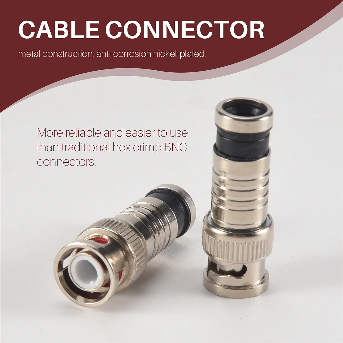 WHQT 10 peças conector de compressão BNC para câmeras CCTV com cabo coaxial RG59