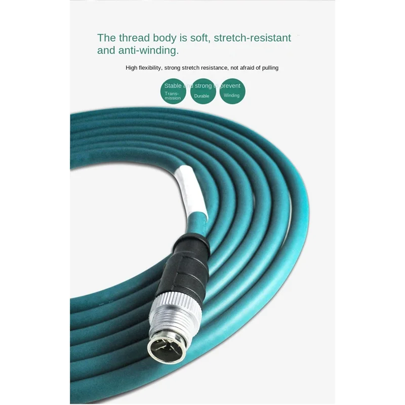 ABSQ-M12 X-نوع شبكة كابلات الموصلات 1 متر 8Pin إلى RJ45 ذكر X الطيران التوصيل كاميرا صناعية الاستشعار سحب سلسلة خط