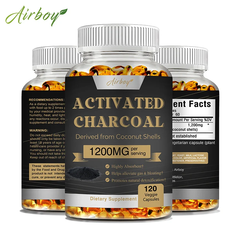 Activated Charcoal Supplement - Helps Relieve Gas and Bloating,  Supports Intestinal and Digestive Health, Speeds Up Metabolism