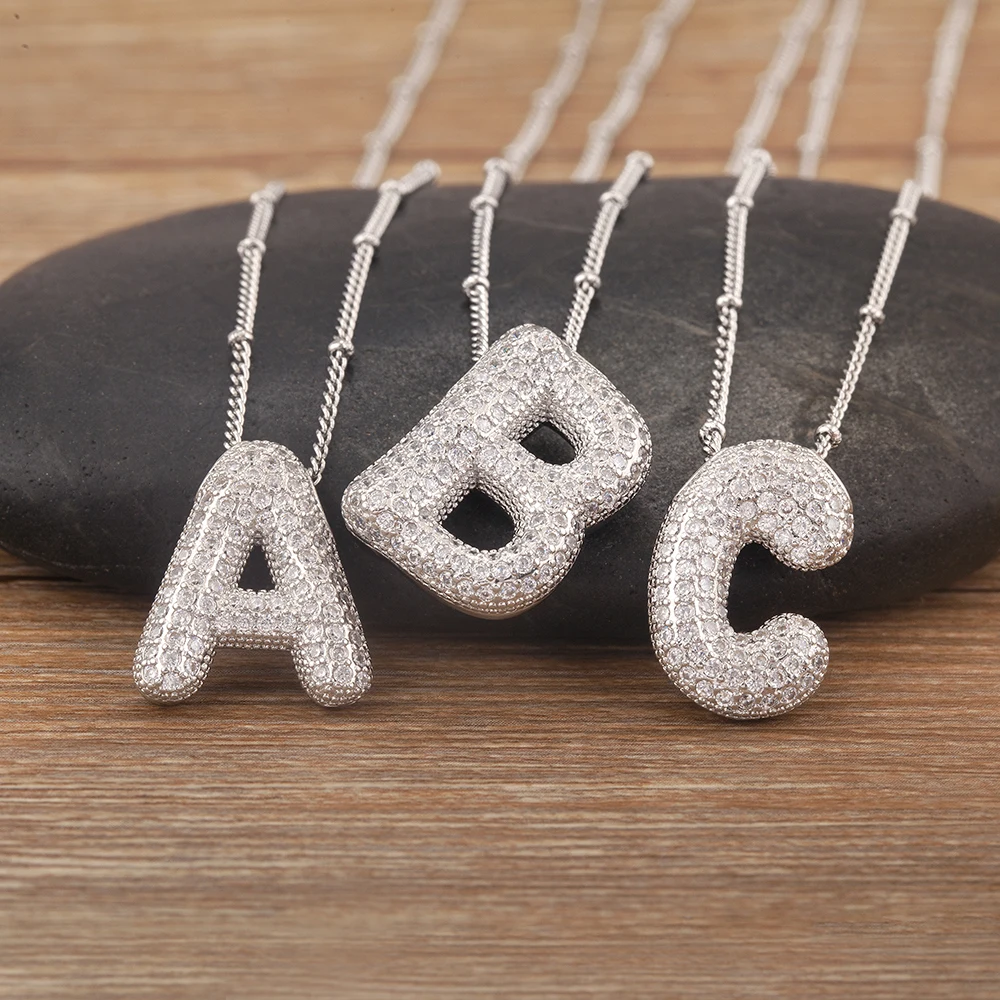 Light Luxury Aesthetic 26 A-Z Letters Sparkling Zircon Pendant Necklace Initials Alphabet For Women Lucky Jewelry Accessories