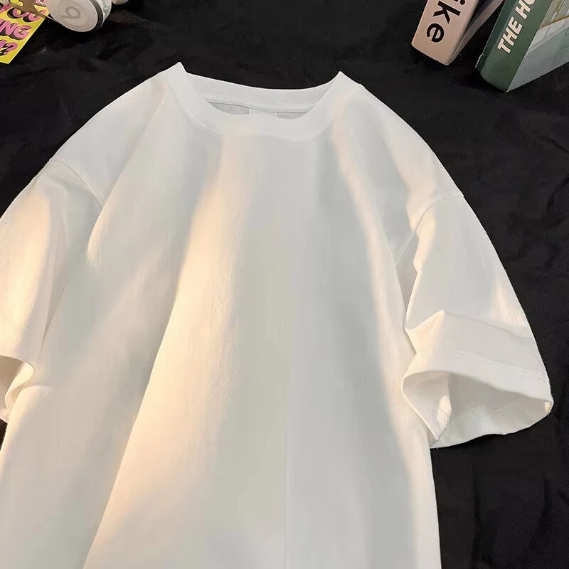 تي شيرت صيفي 100% من القطن الخالص للرجال والنساء رياضي غير رسمي فضفاض ناعم بأكمام قصيرة ورقبة دائرية مريح وقابل للتنفس #6