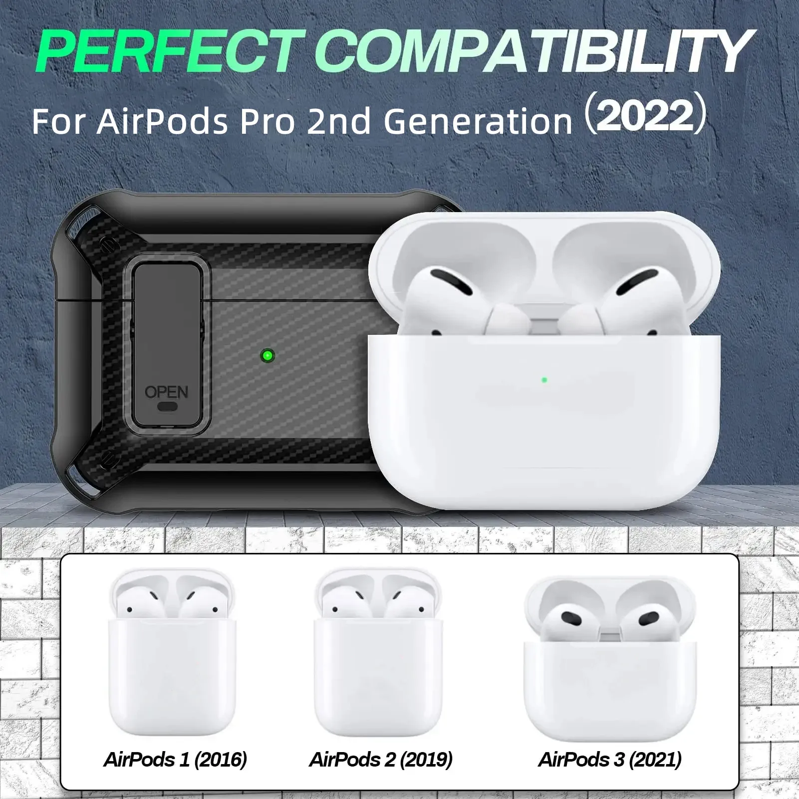 ل Airpods برو 2nd جيل غطاء تغليف للرجال النساء العسكرية درع حامي صدمات ل أبل AirPods برو 2 2022 حافظة