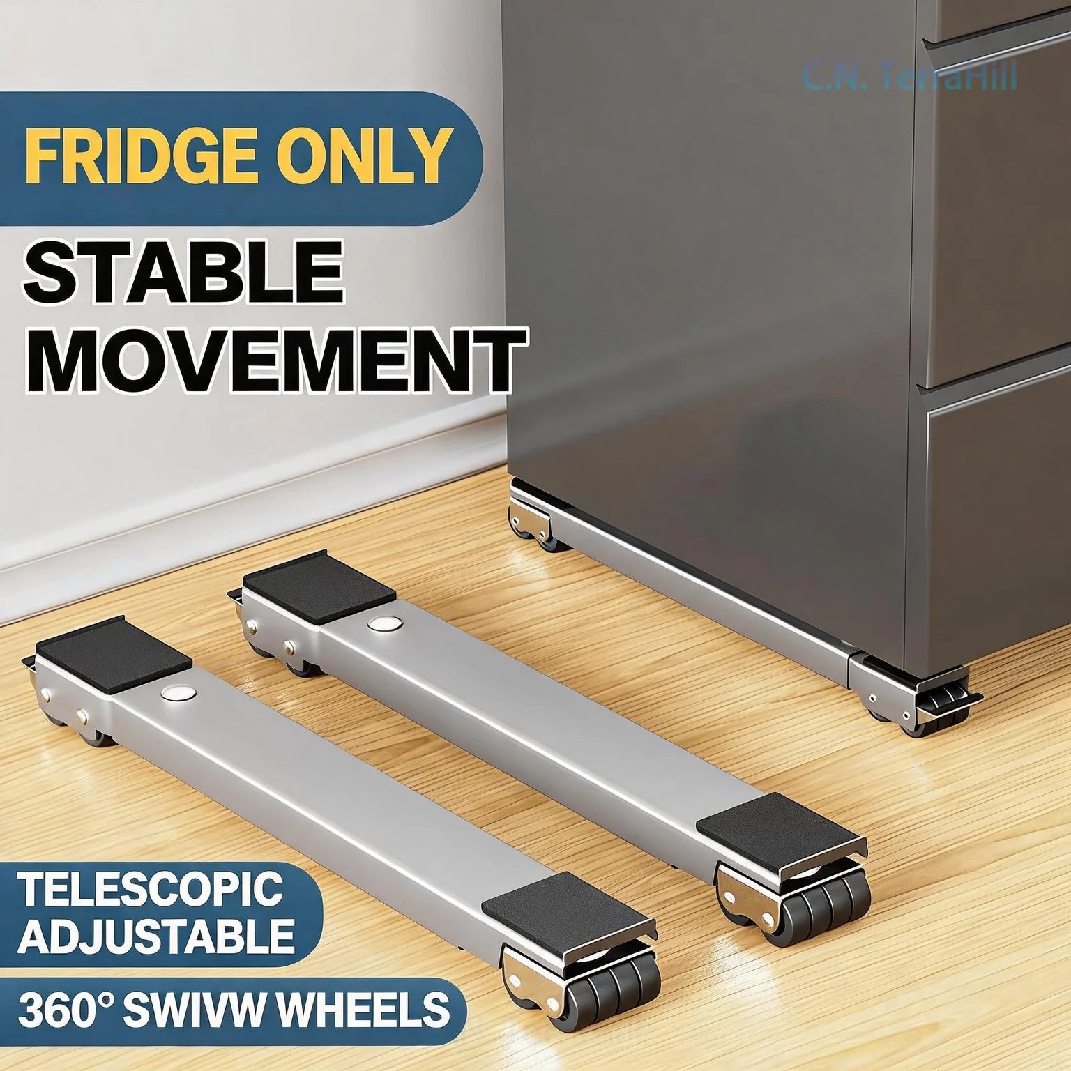 Washing Machine Base Stand with Casters, Adjustable Heavy Duty Rack for Washer Dryer, 4 Wheels Rolling Dolly Cart with Brakes,