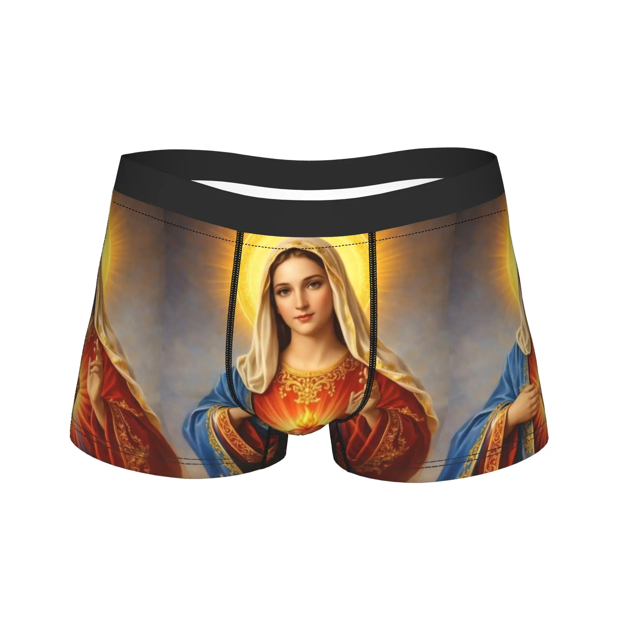Virgin Mary Sacred Heart Shorts Briefs  Underwear High Quality Men Elastic Boxershorts Custom Oversize Panties