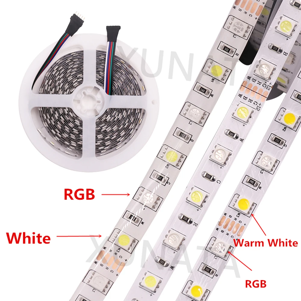 5M RGB+CCT LED Strip Light 12V 24V 5050 2835 RGBW RGBWW Flexible LED Tape 60 90 180Leds/m Waterproof LED Stripe Rope Decoration