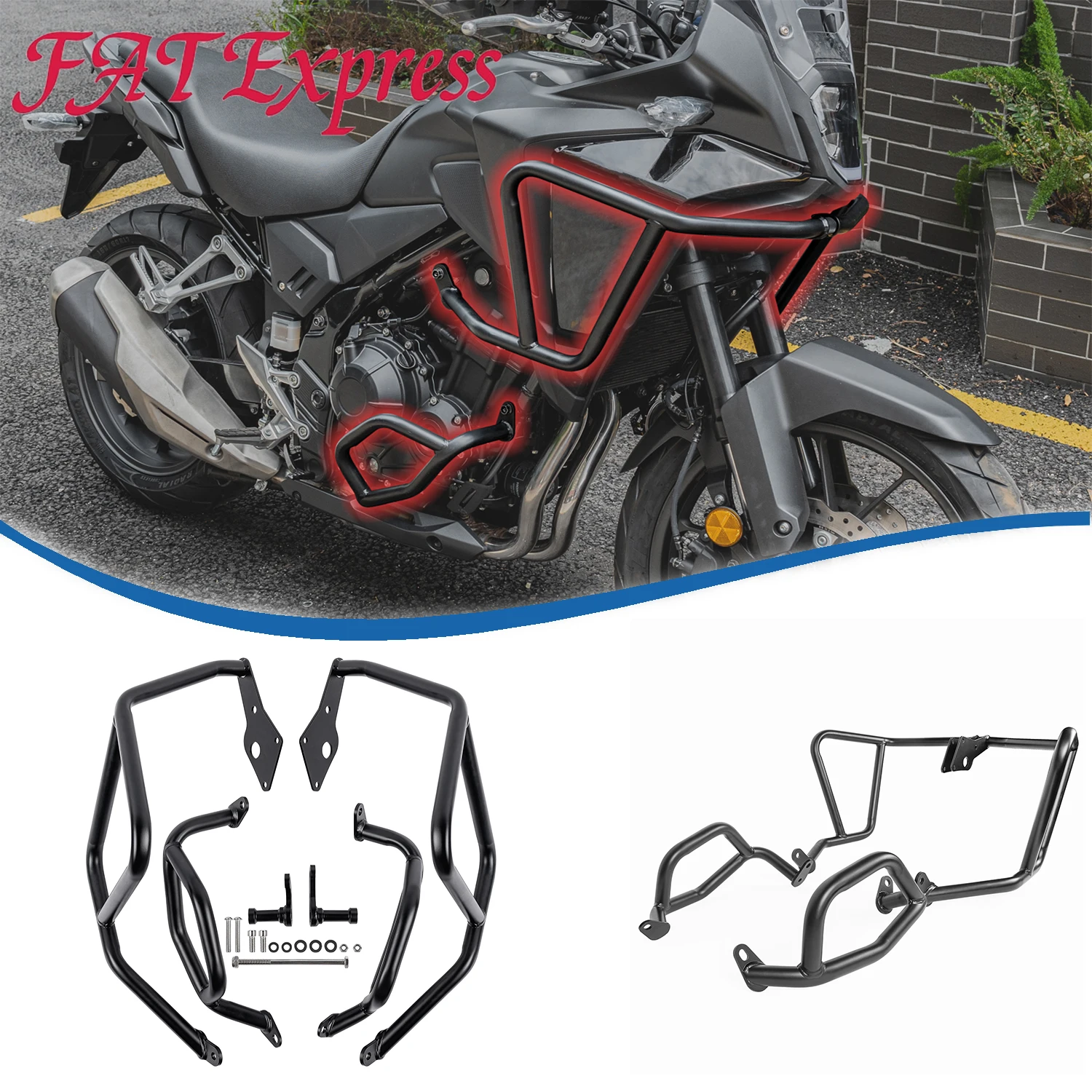 

NX400 NX500 Upper and Lower Crash Bar Engine Bumper Guard For Honda NX400 NX500 2024 Falling Protection Motorcycle Accessories