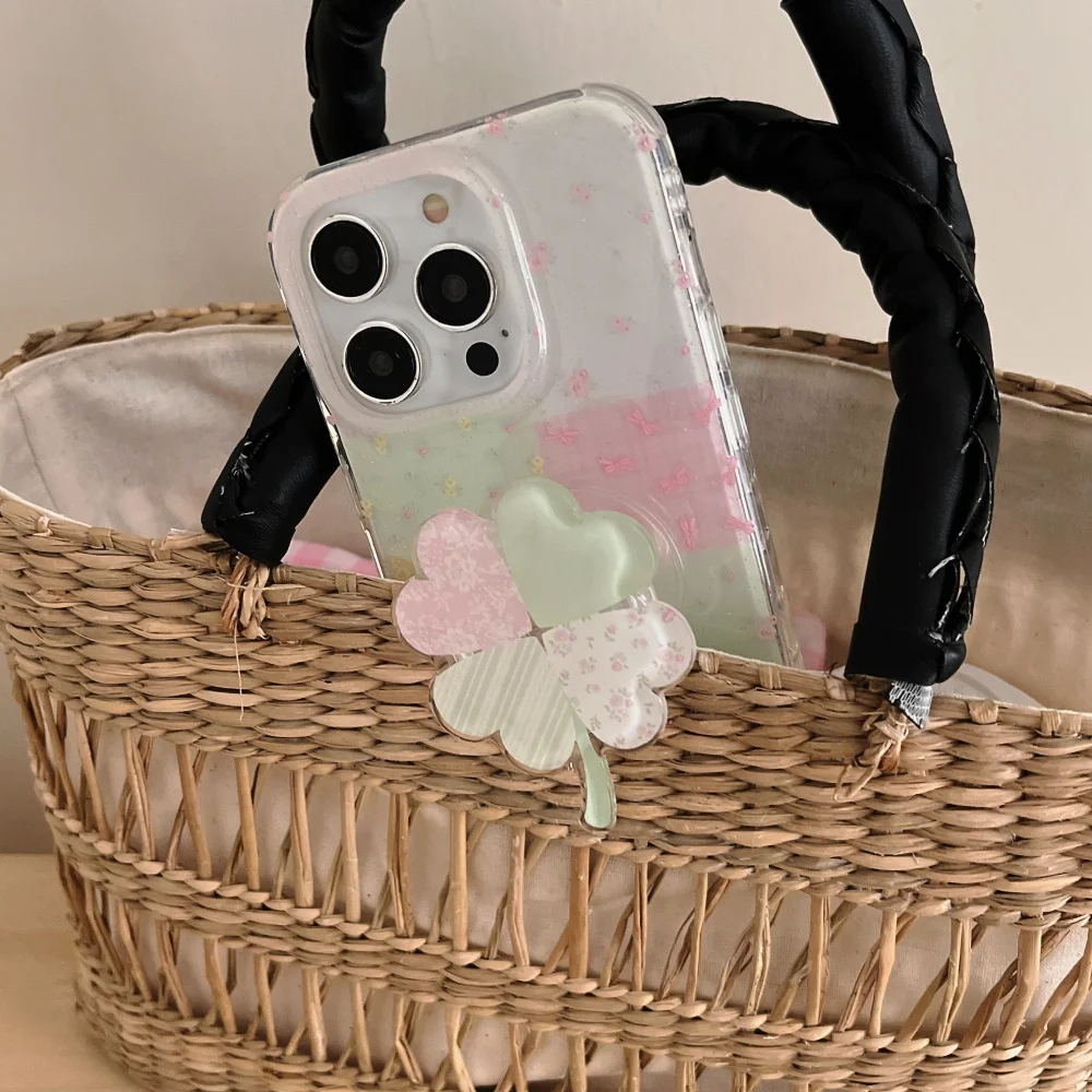 Soporte Para Teléfono Tok Griptok Con Agarre De Trébol De Dibujos Animados Coreanos Soporte Universale Para IPhone 16 Samsung