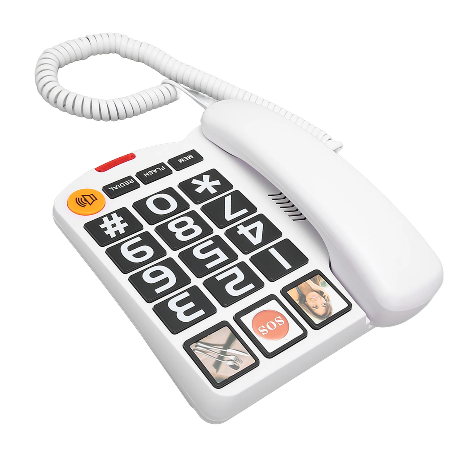 هاتف بأزرار كبيرة لكبار السن ، متعدد الوظائف ، لمسة واحدة ، اتصال بالأيدي ، هاتف أرضي بسلك ، سطح مكتب ثابت