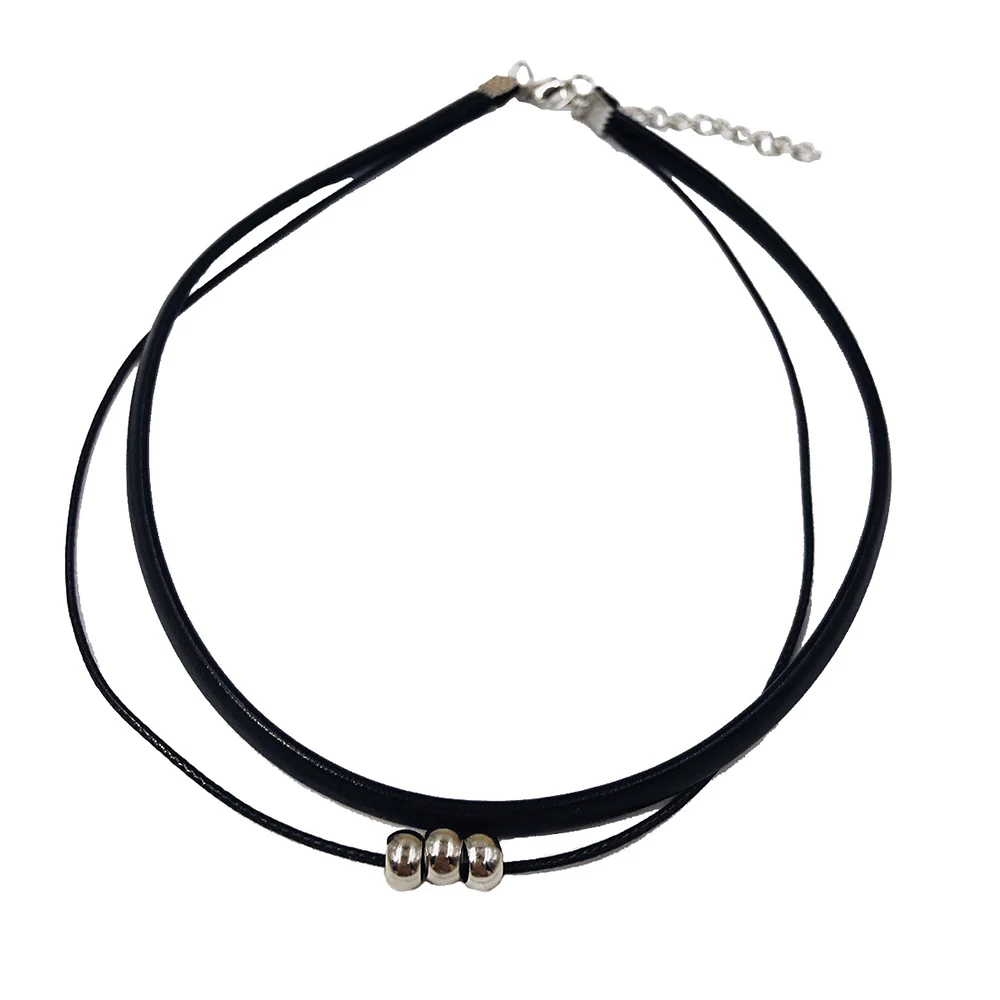 Classic Gothic Tattoo Black Leather Choker Necklace For Women Beads Pendant Charm Necklaces Boho Jewelry Christmas Gift X0159