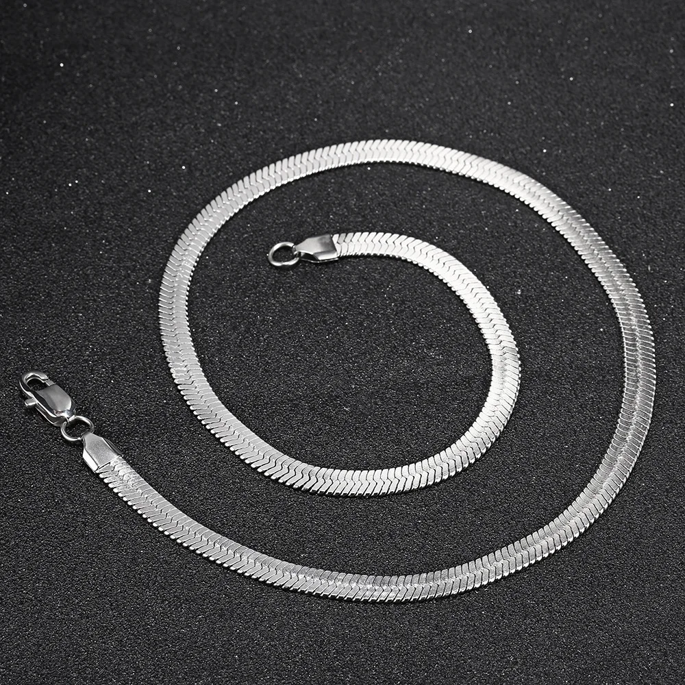 

European and American Hip Hop Flat Snake Bone Chain Stainless ASAP ROCK Blade Necklace Men's Women's Collar Bone Chain Jewelry G