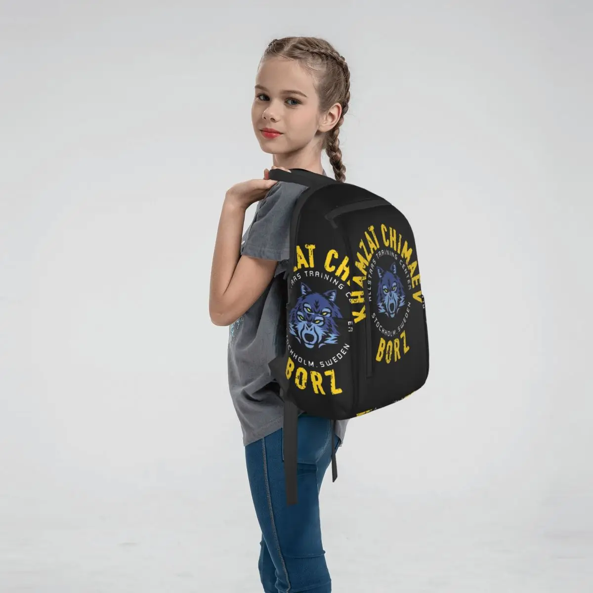Khamzat Chimaev Borz Chenchen Wolf (5) Backpack Large Capacity Boys Girls BookBag School Bag Shoulder Bags for Men Women