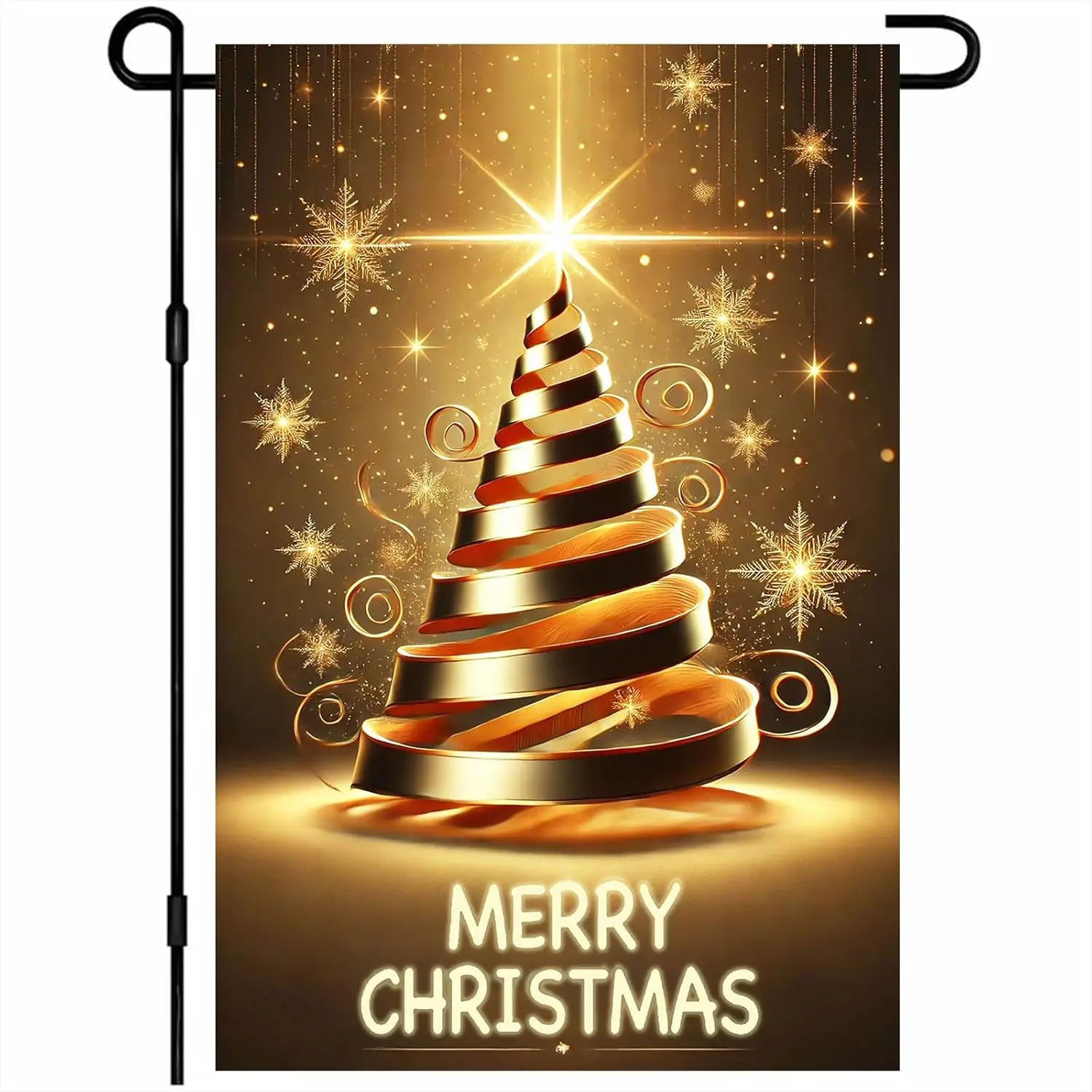 Merry Christmas Garden Flag Gold Abstract Tree 12x18 Inch Seasonal Outdoor Yard Banner Double Sided Holiday Home Decor For G zzo