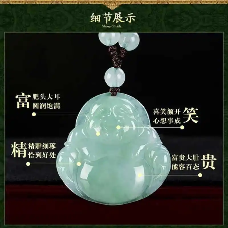 Genuine Myanmar Jadeite Buddha Pendant Necklace Men Women Fine Jewelry Natural Burma Jade Buddha Charms Lucky Amulets Necklaces