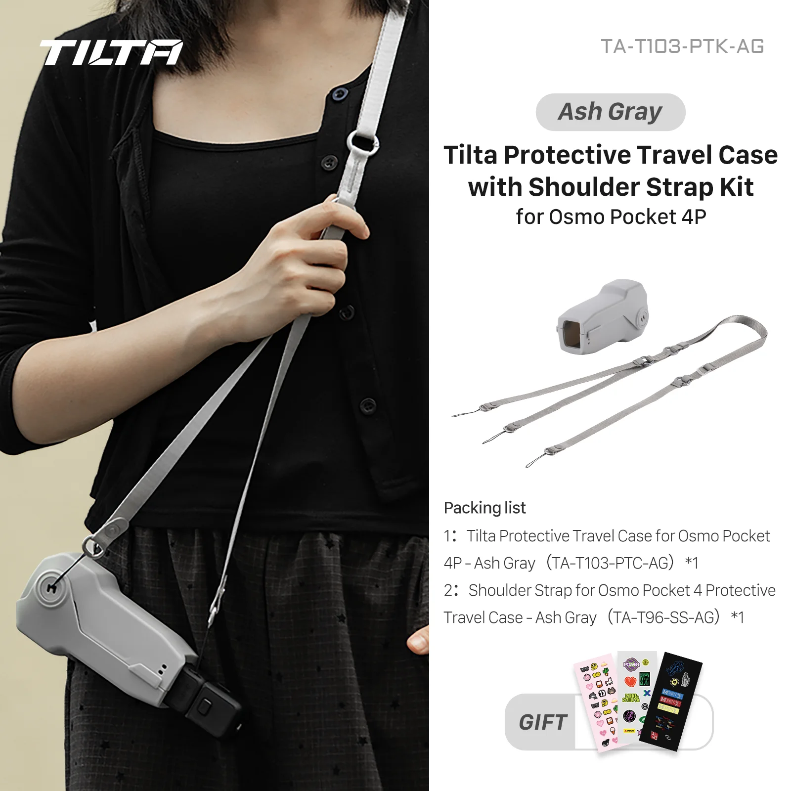 TILTA Pocket 4 P beschermende reiskoffer voor DJI Osmo Pocket 4 Pro accessoires, schouderriem, schermbeschermer, lensdop