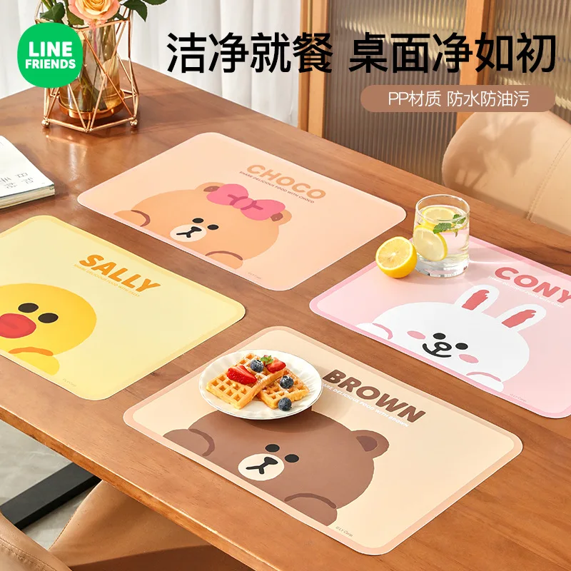 Brown pelúcia isolamento tapete para crianças, tapete estilo kawaii com design dos desenhos animados, para a mesa do almoço e decoração de casa